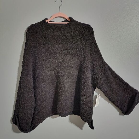 NWT Free People Long Sleeve Black Oversized Slouchy Sweater - Picture 7 of 7